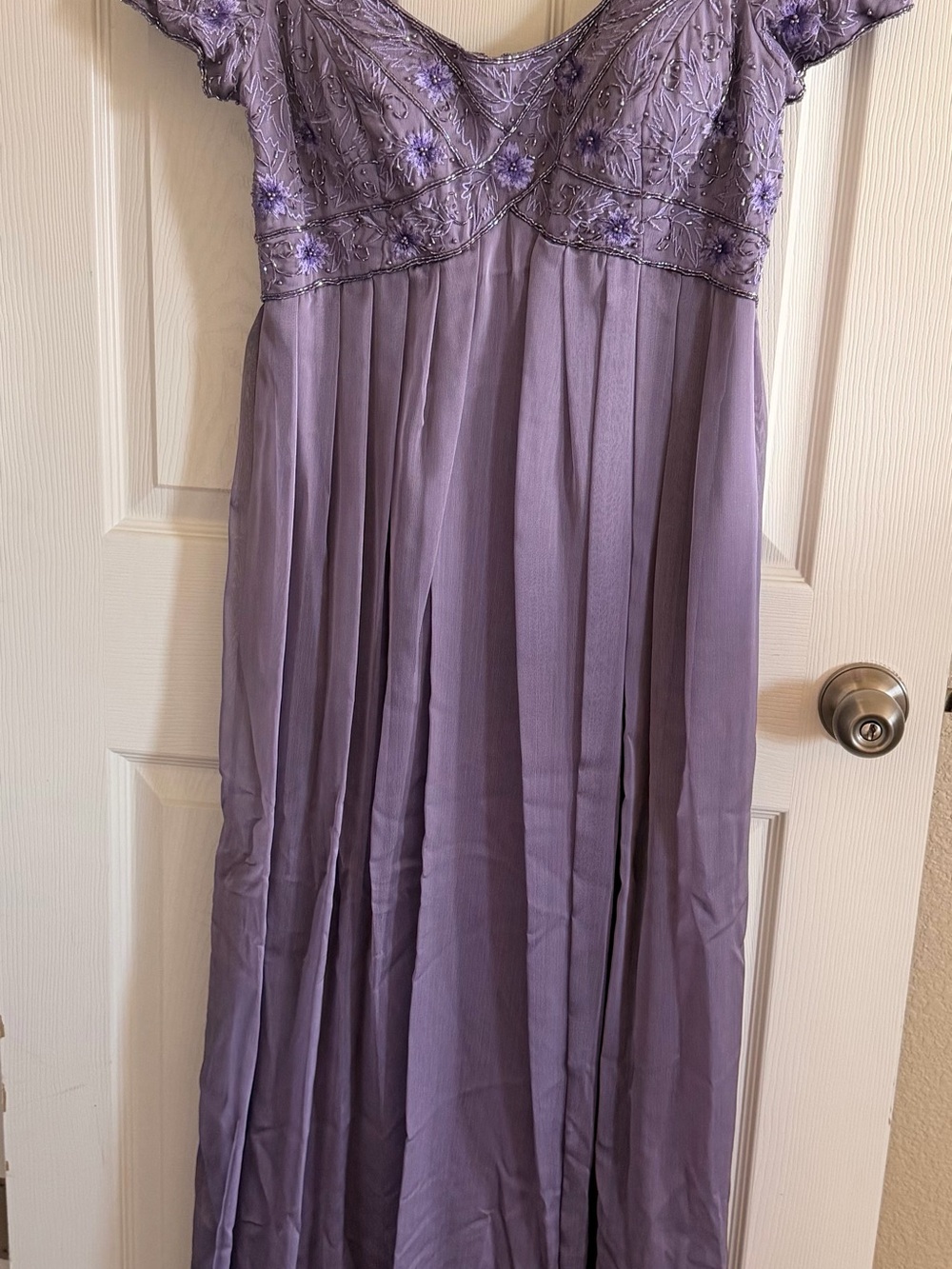 Elegant Lavender Embroidered Wedding Guest Dress